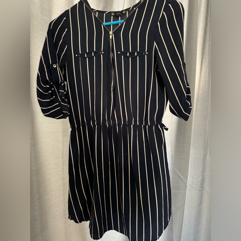 Fall navy plus stripped dress